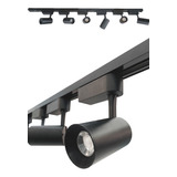 Kit 2 Trilho 1,5 Metro Preto 4 Spot Led 7w 6000k Luz Branca