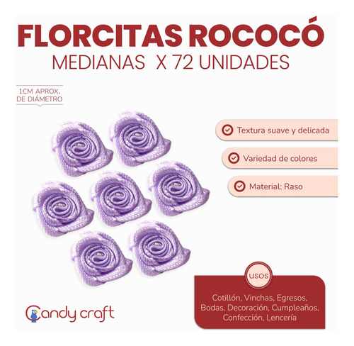 Flores Artificiales De Tela Rococo Medianas 1 Cm  X 72 U