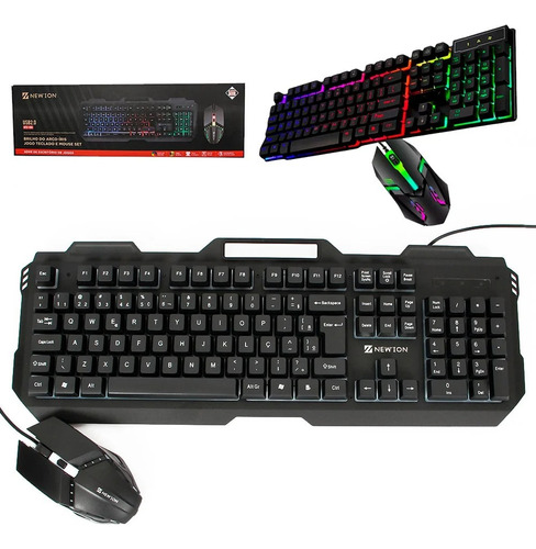 Kit Teclado + Mouse Gamer Luz Rgb Com Fio