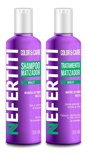 Shampoo Y Tratamiento Color Y Care Violet Nefertit 300ml C.u