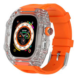Smartwatch Blulory Glifo 9 Do 49mm-laranja/preto/transparent Caixa Preto Pulseira Laranja Bisel Preto Desenho Da Pulseira Milanese