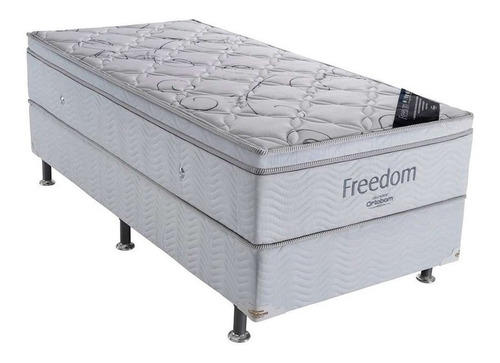 Cama Box Ortobom Freedom  Solteiro De 188cmx88cm Couro Branco