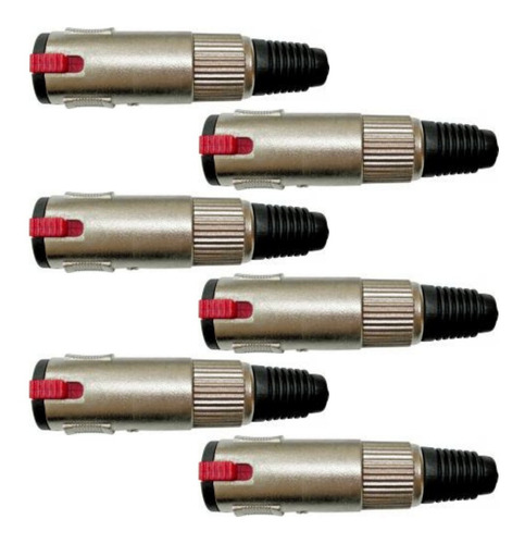 Kit 6 Conectores Jack P10 Fêmea Estéreo Plug Fone Wireconex