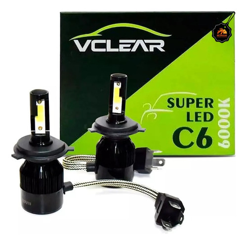 Kit Super Led Automoto H4 Alta E Baixa Vclear C6 7600 Lumens