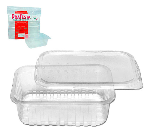 Pote Descartável 350ml Tampa Marmita Microondas Freezer 24un Cor Transparente