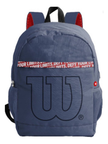 Morral Escolar Mochila Wilson Baggy Unisex Color Azul Marino Diseño De La Tela Liso