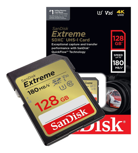 Cartão De Memória Sandisk Extreme Sdxc 128gb 4k Uhd