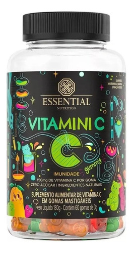 Vitamina C Infantil Essential Nutrition 60 Gomas Sem Açúcar 