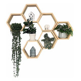 Repisas Hexagonales Flotantes Minimalistas Vintage Naturales