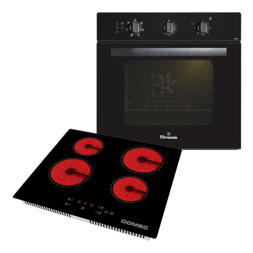 Combo Horno Eléctrico Empotrar Florencia + Anafe Vitro Domec