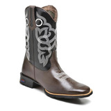 Bota Texana Masculina Cano Médio Bico Quadrado Confortável