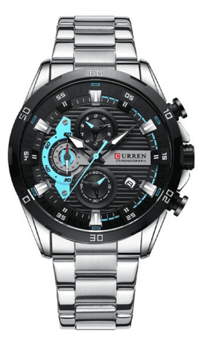 Reloj Curren 8402 Para Hombre Elegante De Lujo. Plateado.