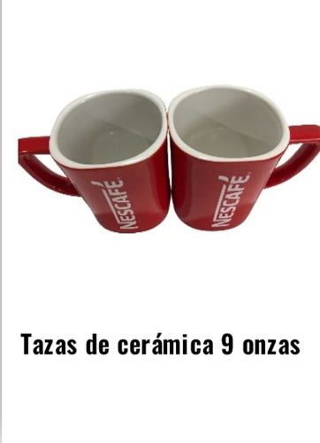 Taza Roja Nescafe Original De Cerámica 9 Oz. Pack 2 Pzs