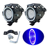 Par Exploradoras Moto Faros Auxiliares Ojo De Angel Azul