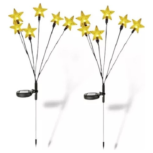 Pack 2 Estacas Solares Esferas Cálidas Estrellas