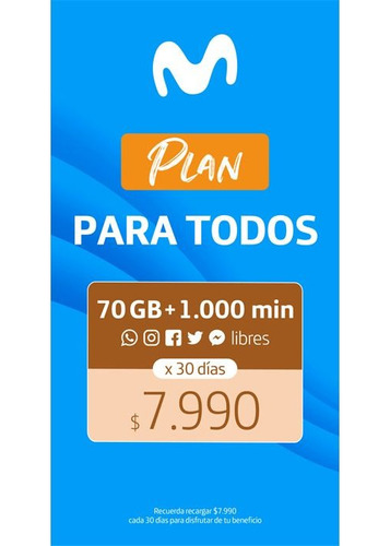 Pack 10 Chip Movistar Prepago 70gb + 1000 Min