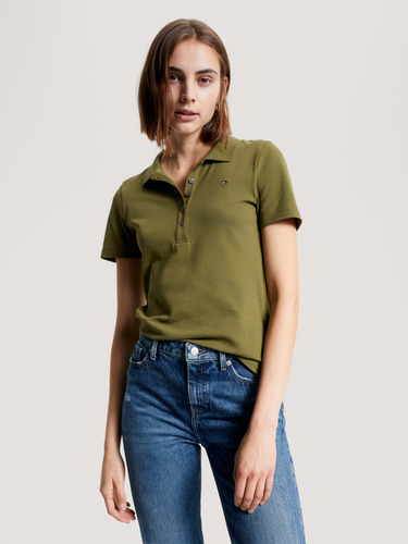 Polo 1985 Collection Verde Corte Slim Tommy Hilfiger Mujer
