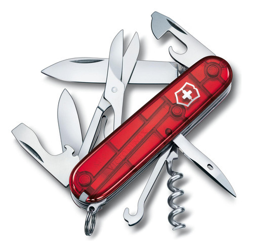 Cortapluma Victorinox Climber Transparente 1.3703 T Color Rojo