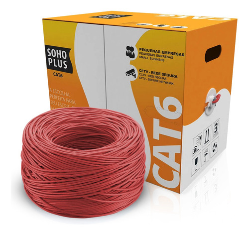 Caixa Cabo Rede Soho Plus Cat6 Cmx Utp 305 Metros Furukawa Cor Vermelho