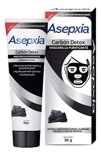 Asepxia Carbón Detox Mascarilla Peel Off Purificante 30g