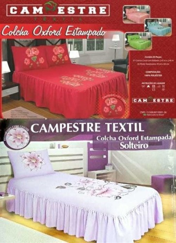 Kit 3 Colcha Solteiro Oxford 2pc + 1 Colcha Casal Oxford 3pc