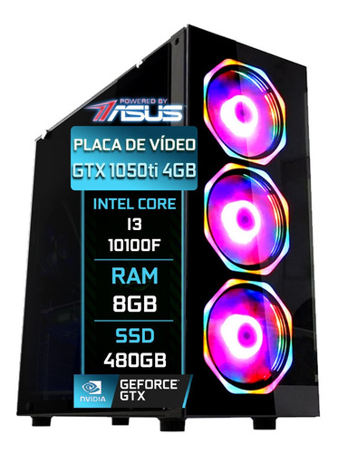 Pc Gamer Fácil Asus Intel I3 10100f 8gb Gtx 1050ti Ssd 480gb