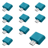 10pzs Cable Adaptador Otg Usb Hembra A V8 Memorias Mouse Color Azul