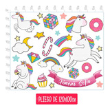 Vinilo Set Unicornios Nombre Sticker Decoración