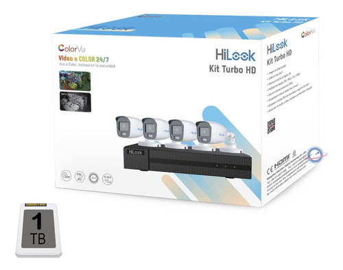 Kit Hilook 2mpx 4 Camara Dvr 4ch Colorvu Microfono  1 Tb