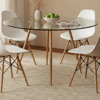Juego De Comedor Mesa Vidrio 120cm + 4 Sillas Hogar Premium  | Envío gratis