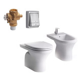 Combo Baño Ferrum Varese Inodoro Bidet Tapa Tecla Valvula Fv