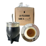 Mate Imperial Premium Calabaza Cuero Alpaca Virola Acero  