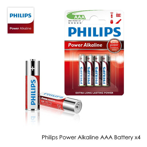 Pilha Alcalina Philips Aaa Palito Cartela Com 4 Unidade