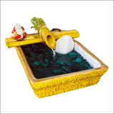 Fonte Água Buda Decorativa Com Bambu Natural Vaso Cerâmica