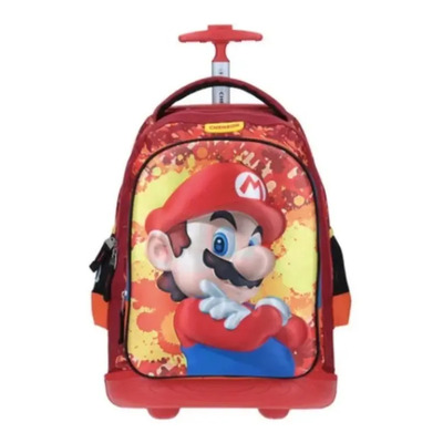 Mochila Escolar Con Ruedas Grande Chenson Mario Bros Polo Rojo | Meses sin interés
