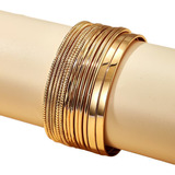 Pulseira Conjunto Bracelete 14 Peças Dourada Detalhes