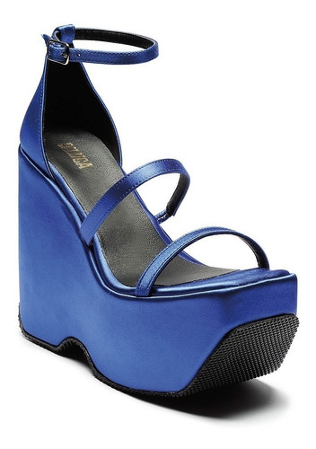 Sandalia Plataforma Dama Azules Tiras Moda Elegante Dluca
