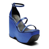 Sandalia Plataforma Dama Azules Tiras Moda Elegante Dluca