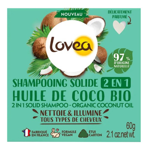  Shampoo Solido 2 En 1 Aceite De Coco. Lovea. Agronewen