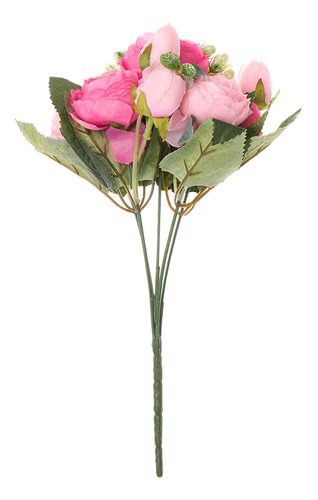 Jarrón De Seda Con Forma De Ramo De Rosas Y Peonías, Flores