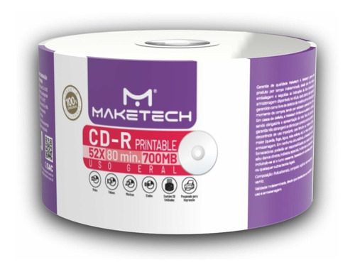 600 Cd-r Printable Maketech 700mb 80min 52x