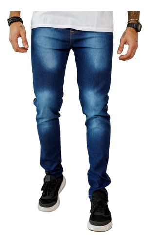Calça Jeans Skinny Masculina Escura Com Lycra Linha Premium