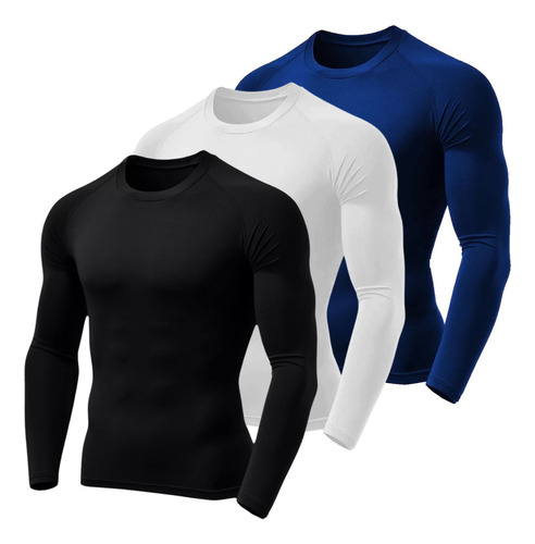 Kit 3 Camisa Térmica Segunda Pele Proteção Solar Uv Dry Fit