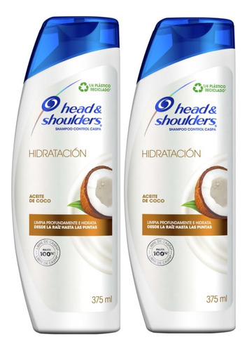 2 Shampoo Head & Shoulders Hidratación Aceite De Coco 375ml