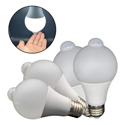 4 Focos Led Ahorrador Con Sensor De Movimiento 7w = 70w E27 Luz Blanco Frío