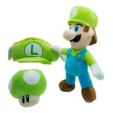 Luigi Peluche 45 Cm Gorra Con Alitas Y Toad Calidad Premium 