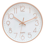 Relógio Parede 25cm Rose Gold Moderno Silencio Cozinha Sala Cor Do Fundo Branco