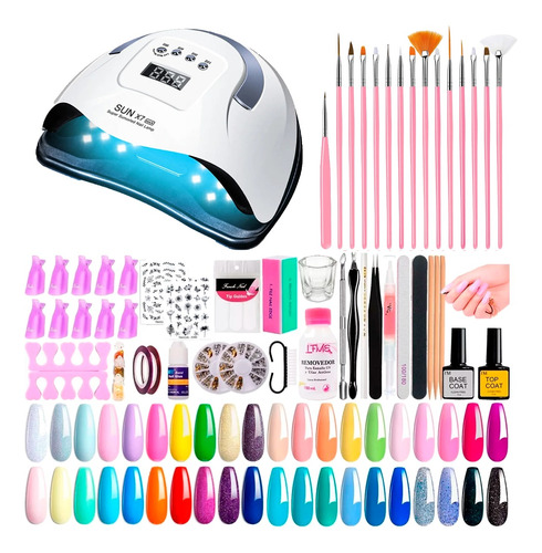 Kit Manicura Semipermanente Uñas Gel Completo Cabina Uv Led