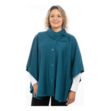 Poncho Ruana Capa Mujer Elegante. Rosita Azul Petroleo