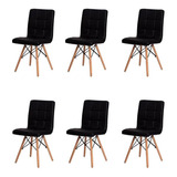 Kit 6 Cadeiras Mesa Sala De Jantar Eiffel Eames Gomos Wood